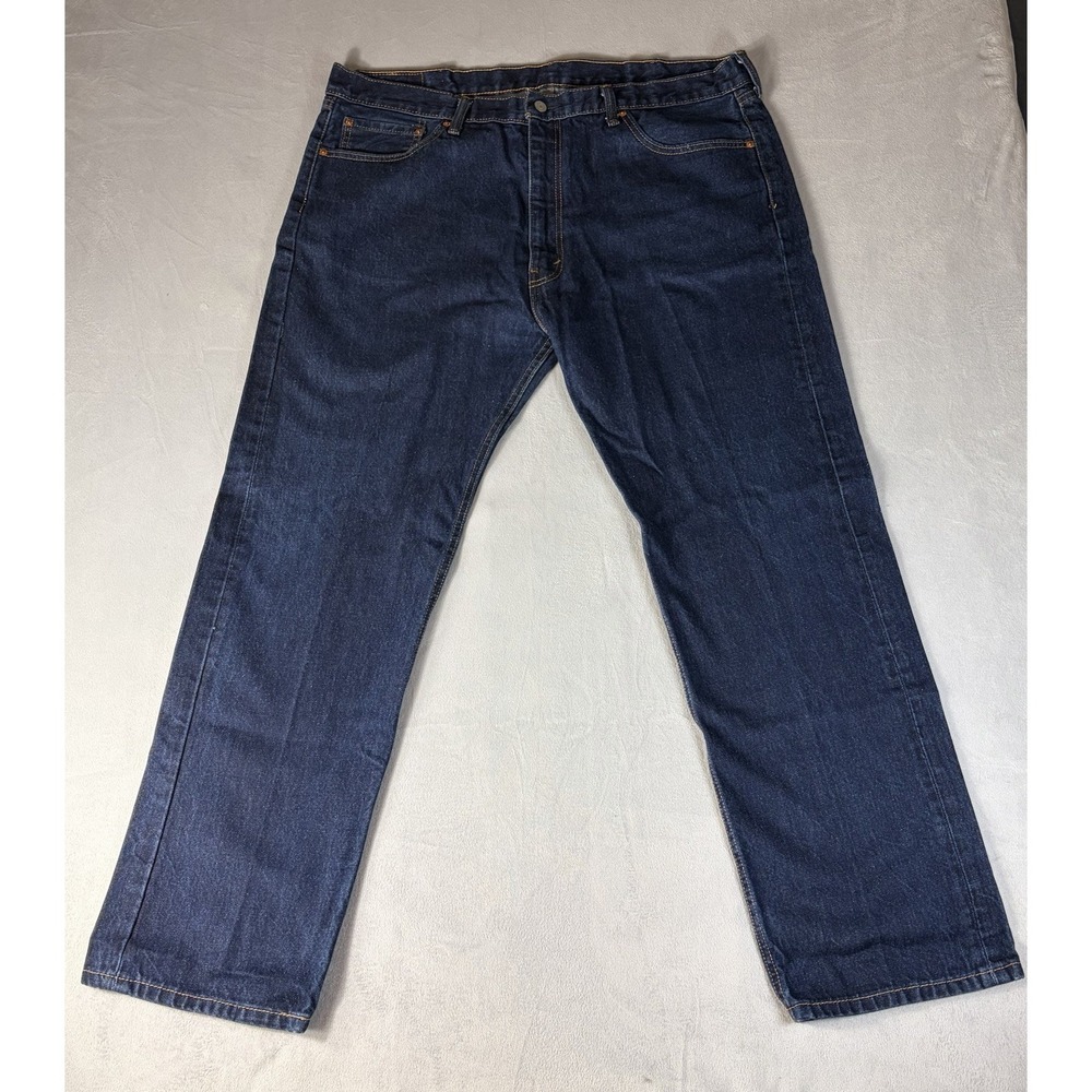 Levis 505 Jeans Mens 42X32 Blue Regular Fit Straight Leg Medium Wash Denim Pants